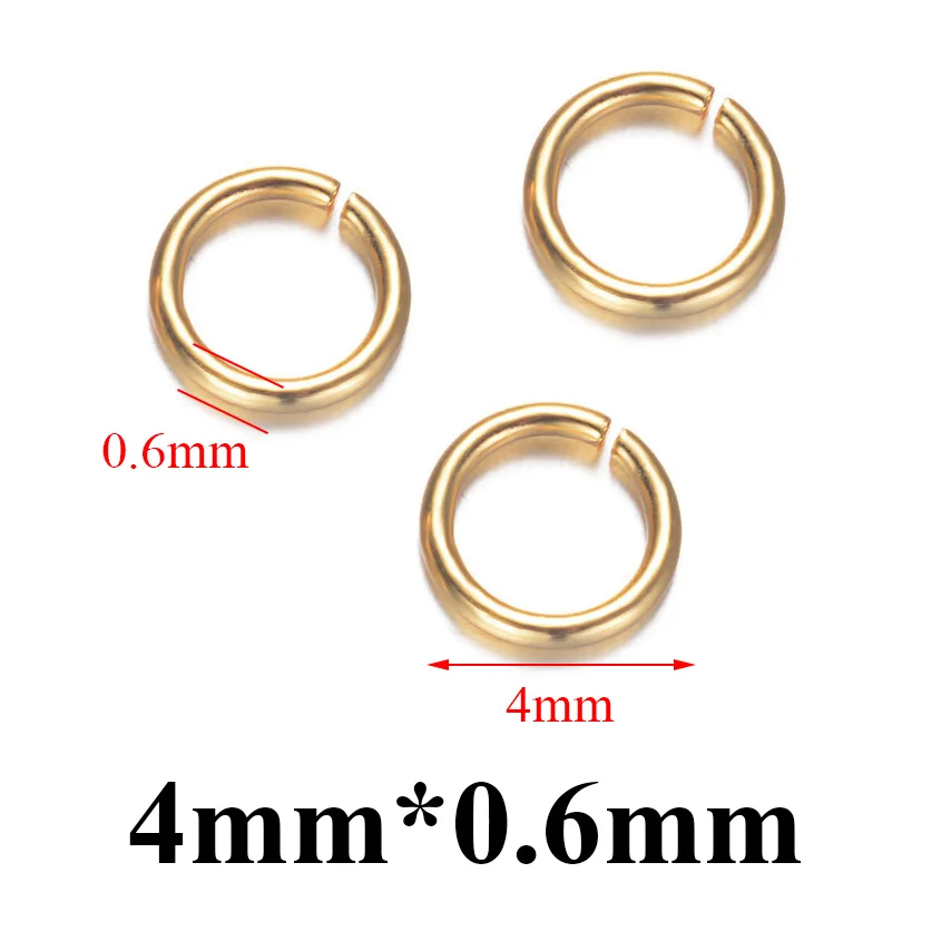 0.6mmx4mm Высококачественные золотые кольца из нержавеющей стали для изготовления ювелирных изделий, фурнитура и ожерелье, серьги - Цвет: 0.6mmx4mm