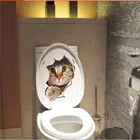 Виниловая водостойкая 3D Наклейка на стену с изображением кота, собаки, отверстие, для ванной, туалета, гостиной, домашний декор, наклейка, плакат, фоновая Наклейка на стену s