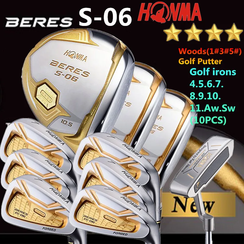 New Men Golf Clubs HONMA S-06 4 star Complete Set Clubs Golf driver.wood.irons.Golf Graphite or Steel shaft No bag