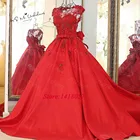 Романтическое красное свадебное платье, свадебное платье, 2020, платья принцессы, атласные кружевные женские платья с бантом в Корейском стиле