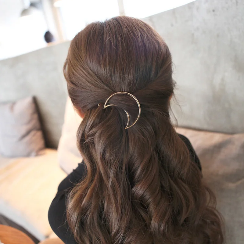 1 шт. металлическая заколка для волос из сплава Звезда Луна круглая бесконечная