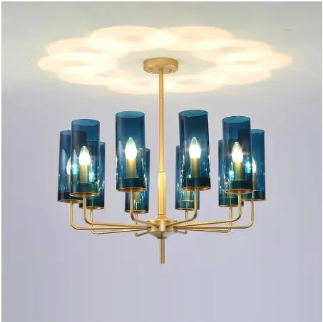 

Nordic chandelier living room dining room bedroom interior lamps 6-15 blue / Cognac modern luxury glass chandelier