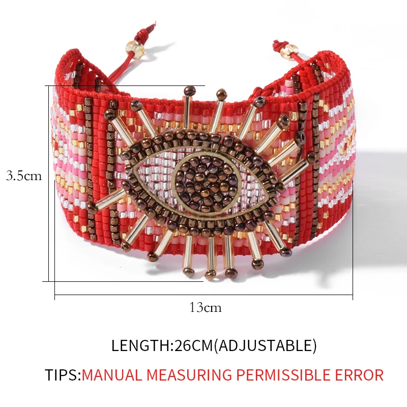 

Rttooas Turkish Evil Eye Bracelet For Women MIYUKI Beads Charm Bracelets Red Blue Black 3 Color Bracelet Fashion Jewelry