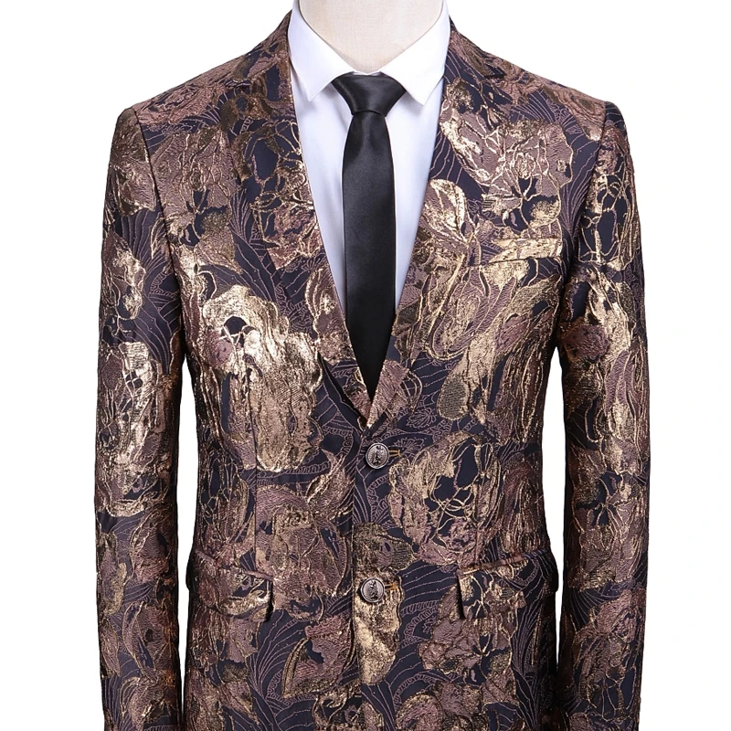 

Pieces Set 2 Floral Suits Casual Men Blazers Pants Long Sleeve Clothes Printed Dinner Party Suit New Fashion 2020