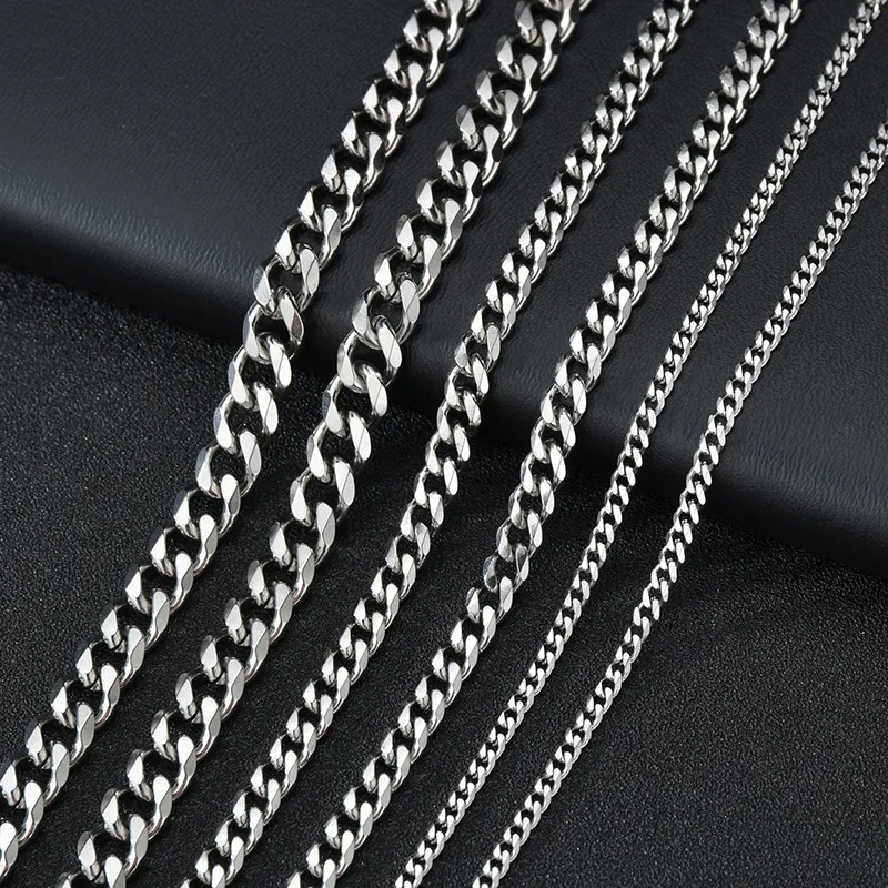 

Basic Punk Stainless Steel 3,5,7mm Curb Cuban Necklaces For Men Women Classic Black Gold Color Link Chain Chokers Metal Jewelry