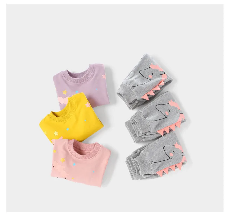 

2021 Spring New Childrens Clothing Baby Girls Sports Suit Pure Color Long Sleeves Tops +Sports Pants 2Pcs Outfits Set