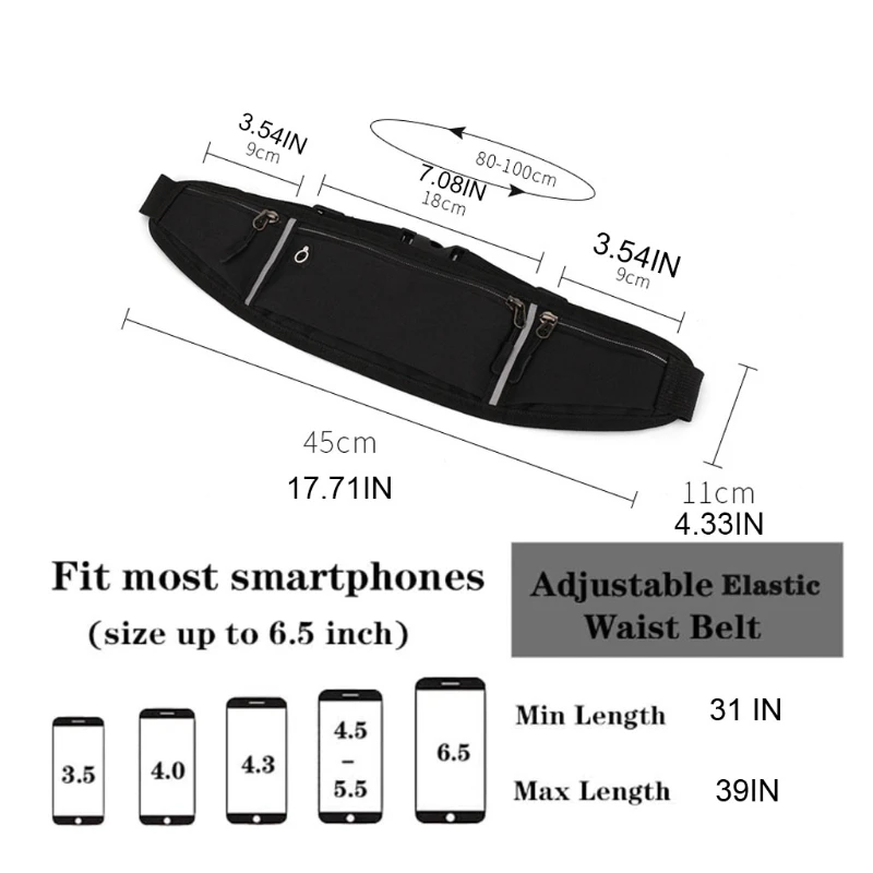 

Elastic Slim Phone Holder Adjustable Running Pouch Runners Belt Workout Waist Bag Convient and Lightweight K5DA