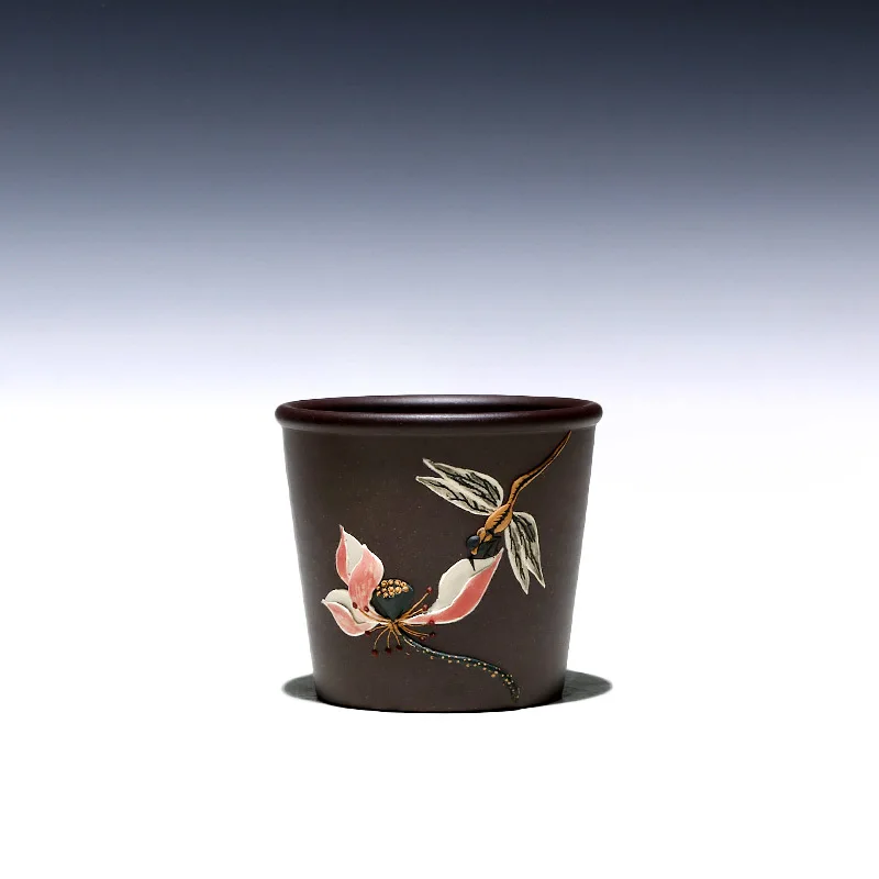 

Buyile pot] Yixing raw ore purple sand cup tea cup manual owner tea cup Purple mud Dragonfly lotus 70cc