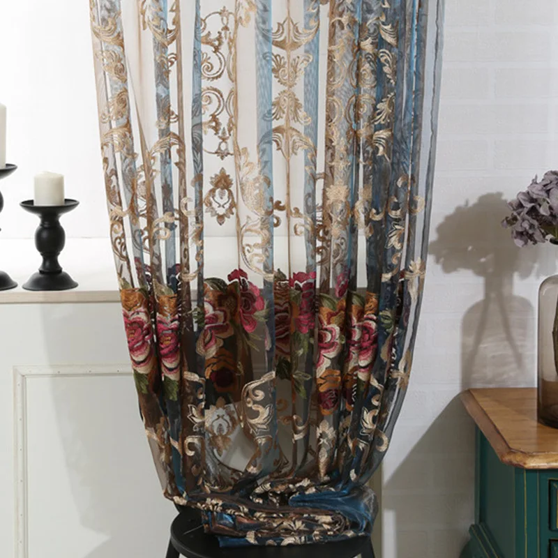 

Italian Velvet European-Style Living Room Bedroom Curtain Luxury Water Soluble Embroidery Morden Tulle Fashion Voile