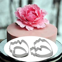 4 types peony flowers cookie cutter molds stainless steel polymer clay cutting mould petal fondant cake decorating supplies tool