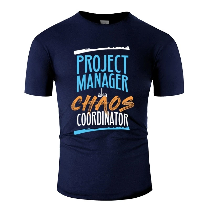 Забавная Мужская футболка с принтом Менеджер проекта известная как координатор