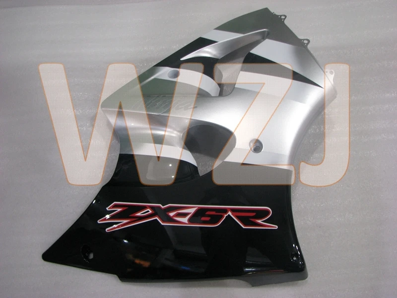 Обтекатели для Kawasaki ZX6r 00 636 2001 серебристый черный обтекатель кузова 2000 - 2002 Abs |