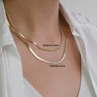 3 мм 4 мм нержавеющая сталь змеиная цепочка Ожерелье для женщин плоская звеньевая ключица чокер ожерелье для девушек Прямая поставка