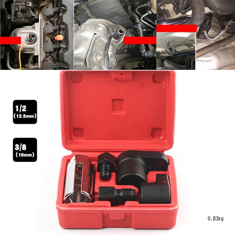 

5pcs/SET Oxygen Sensor Wrench Kit Thread Chaser Tool Fit for Auto O2 Socket Removal Install Offset Vacuum Sensor Socket
