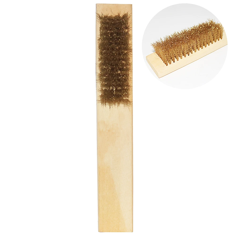 

8x17Row Wood Handle Brass Wire Brush Copper Brush for Industrial Devices Surface/Inner Polishing Grinding Cleaning Brush