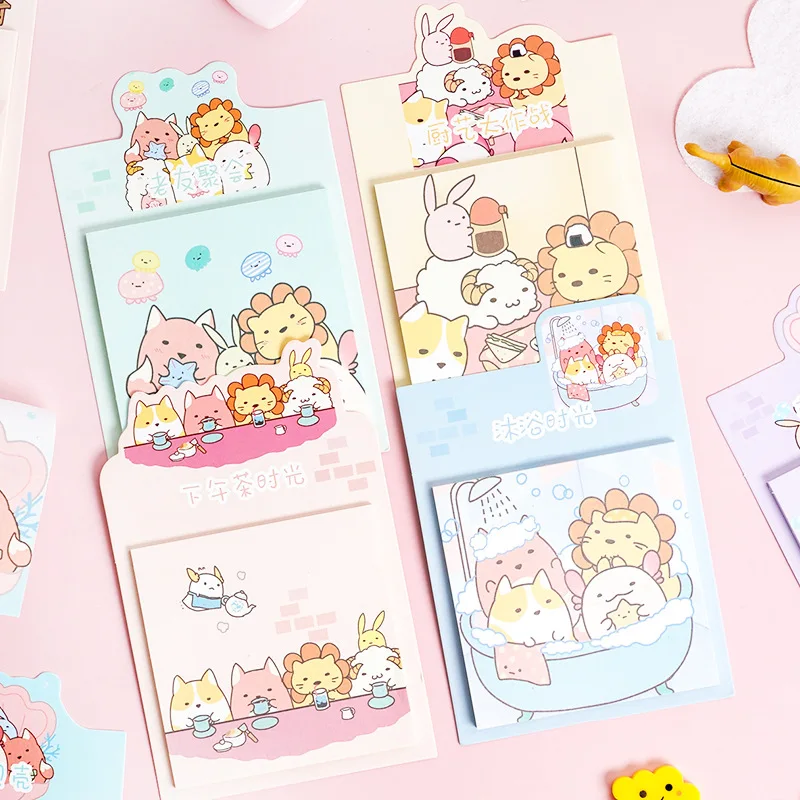 

30PCS Korea Memo Pad Creative Cute Cartoon Corner Zoo N Times Sticky Notes Stickers Hand Account Accessories Free Notebook