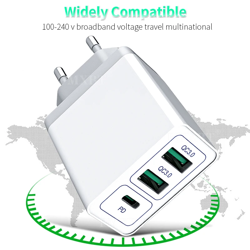 Сетевое зарядное устройство с 3 USB-портами 36 Вт быстрая зарядка 4 0 адаптер