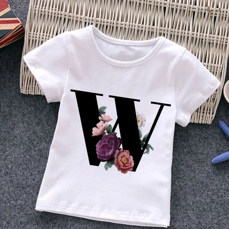 Детская футболка с цветочным элементом и круглым вырезом в стиле Харадзюку Ретро