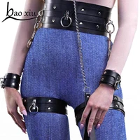 sexy women leather goth leg garter body strap harness belt body waist bondage thigh leg cage erotic suspender wide waistband