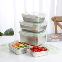 2pcs lunch box stainless steel portable sealing food carrier bento container food box for worker students family