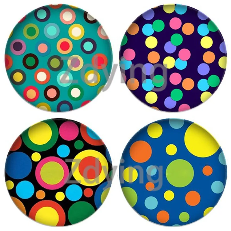Разноцветные Круглые абстрактные фоновые узоры Стеклянные Кабошоны