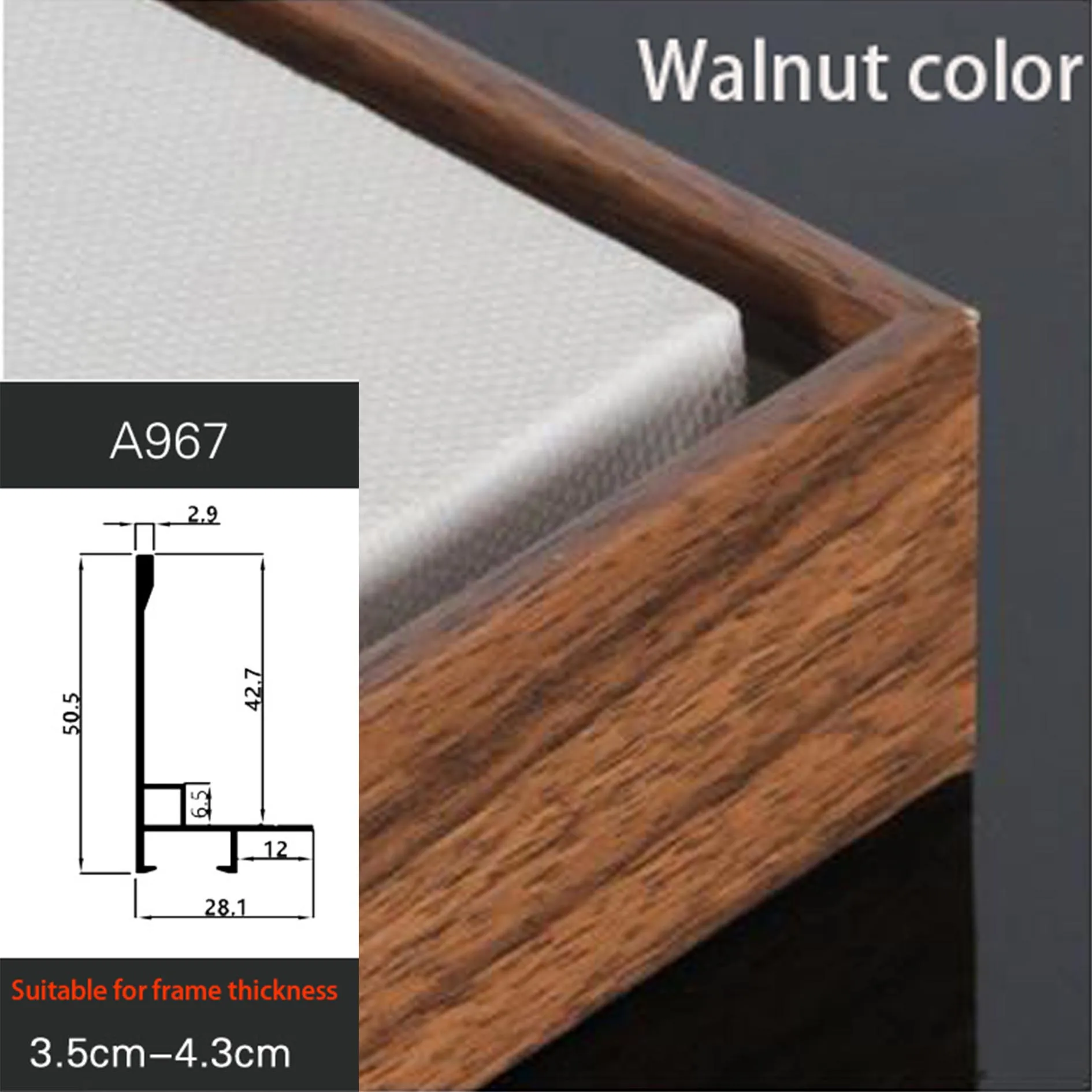 A967 Walnut color Рамка для картин, большой размер, сделай сам, холст из алюминиевого сплава, картина, рамка для картин маслом, рама ramka na zdjecie porta retrato - Цвет: A967 Walnut color