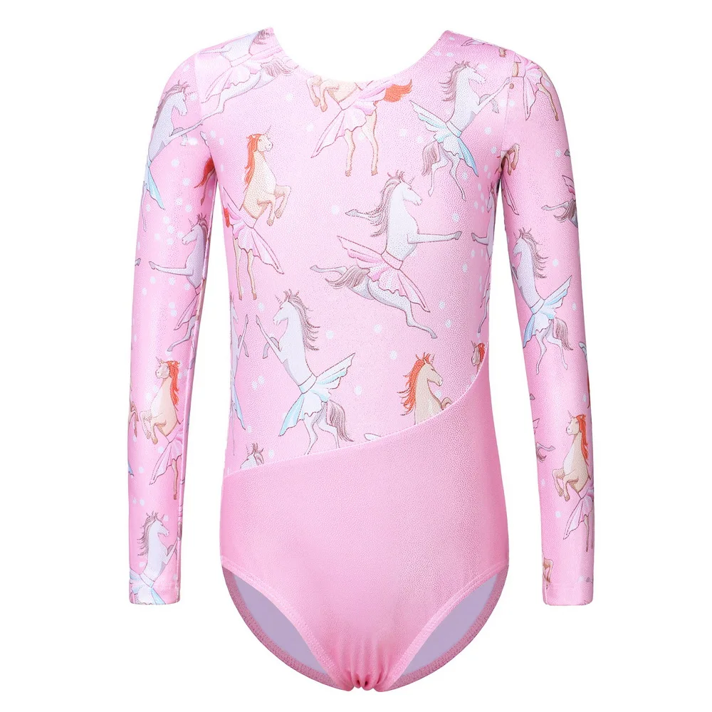 

BAOHULU Gymnastics Leotard for Girls Long Sleeve Pink Ballet Leotard for Girls Kids Gymnastics Bodysuit Ballet Dance Wear