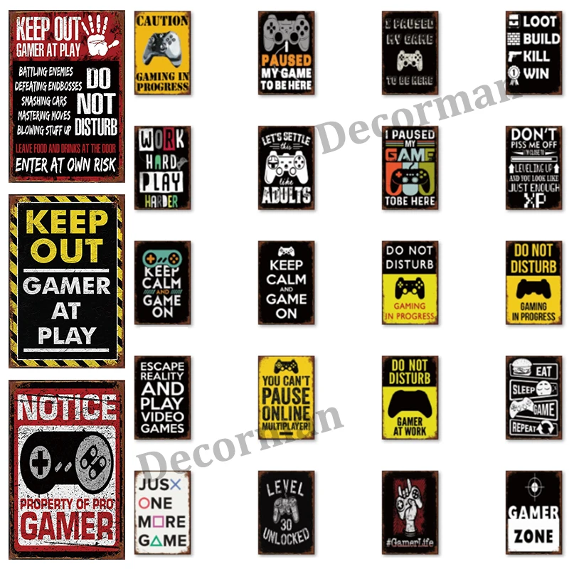 

[ Mike86 ] KEPP OUT GAMER AT PLAY Metal Sign Vintage Wall Posters iron Painting Gift art LTA-1735 20*30 CM
