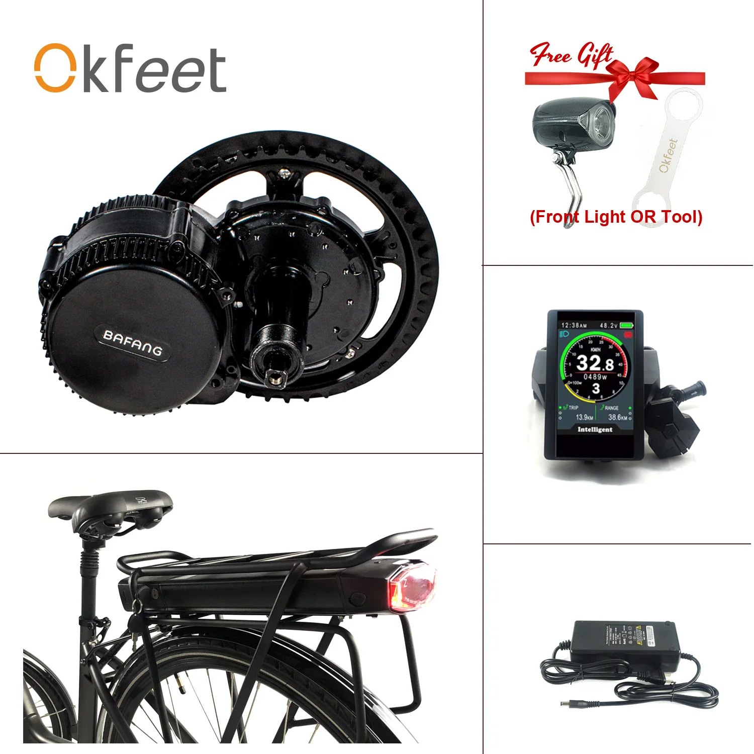 Комплект для электровелосипеда Bafang BBS02 48 В 750 Вт центральный приводной двигатель