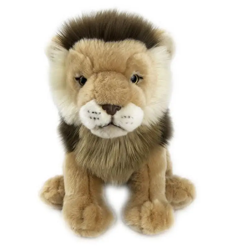 

25cm Cute Lion real life toy plush toy soft lying male lion doll lively Simulated Animals model home decoration kids toys gift
