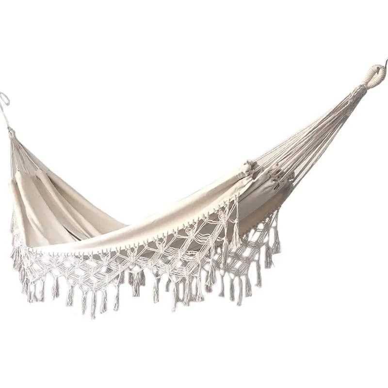 200cm*150cm Double Hammock Nordic Bohemian Tassel Double Hammock Beach Outdoor Indoor Hammock Garden Hanging Bed Seat