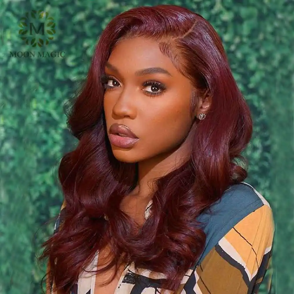 Парики из цветных человеческих волос бордовый парик 99j бразильский с волнистыми