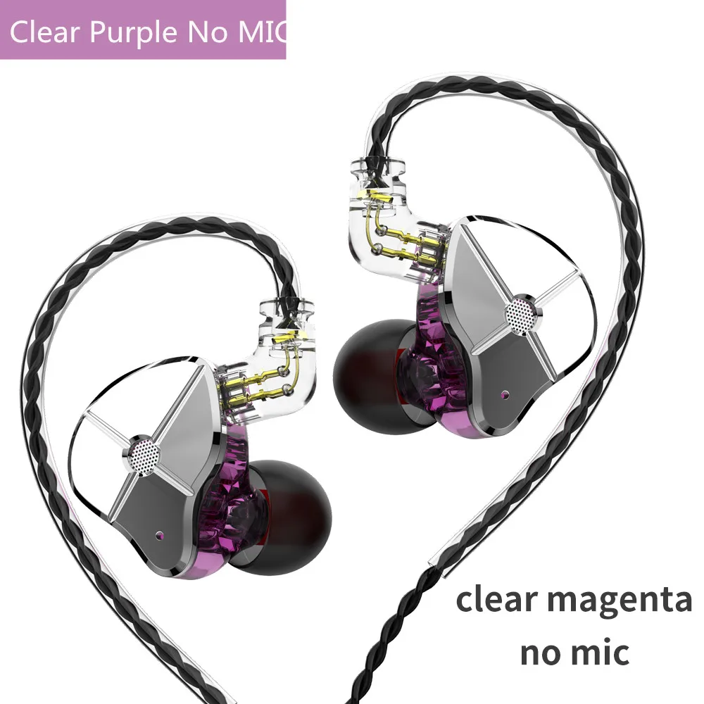 Purple no mic Новейший TRN ST1 1BA+ 1DD в ухо наушник Гибридный HIFI DJ монитор для бега спортивные наушники ушные наушники гарнитура съемный кабель V90 V80 T2 - Цвет: Purple no mic