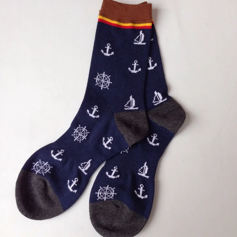 Шить Цвета с узором Якорь милые носочки изображением забавного героя