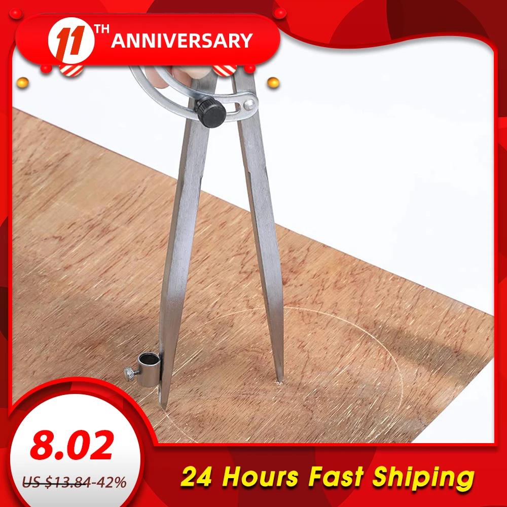 

Woodworking Compass Drawing Carpenter Compass 200MM Circular Marking Tool Design Layout Tool For Geometry Drawing Drafting