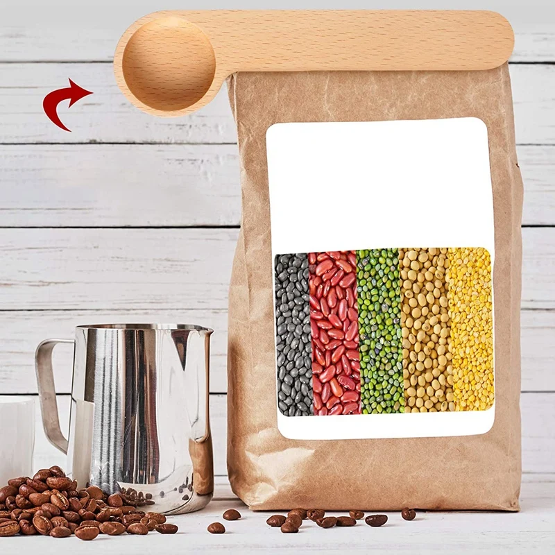 6 шт деревянная Кофе совок и сумка Клип мерная столовая ложка сумки герметик для