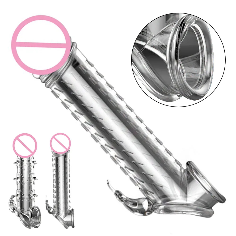 Мужской пенис рукав многоразовые насадки на удлинитель массажер петух кольцо