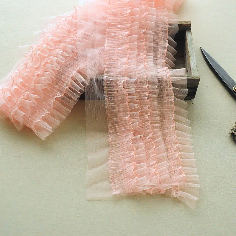 New 1meter/lot 20cm Multi-Layer Romantic Lace Trim Dot Pleated Three-dimensional DIY Baby Skirt Doll Material X582 | Дом и сад