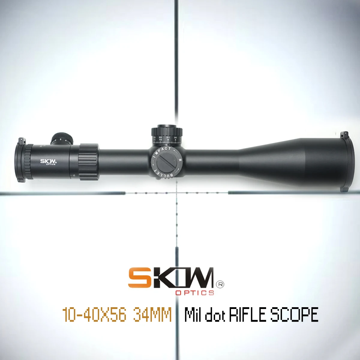 

Free shipping SKWoptics 10-40x56 34mm Rifle Scope Long Range .308 .338 Illuminated Hunting Mil-dot Reticle 34mm RIings