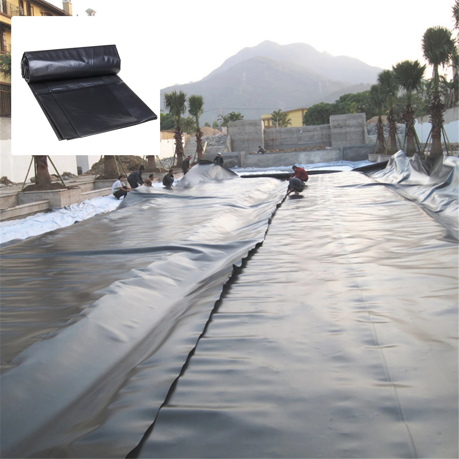 

Heavy Duty Waterproof Pond Liners 5 SIZE Foldable Garden Pool Membrane Fish Pond Liners For Reservoir River Slope Waterfall Pond