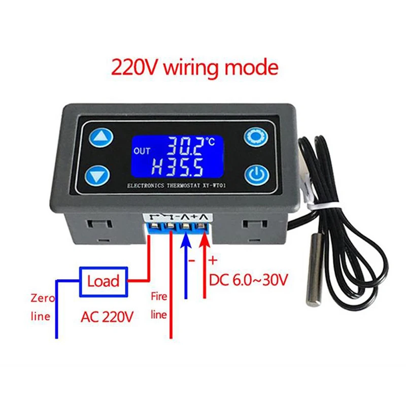 

10A Thermostat XY-WT01 Digital Temperature Controller DC 6-30V Thermal Regulator