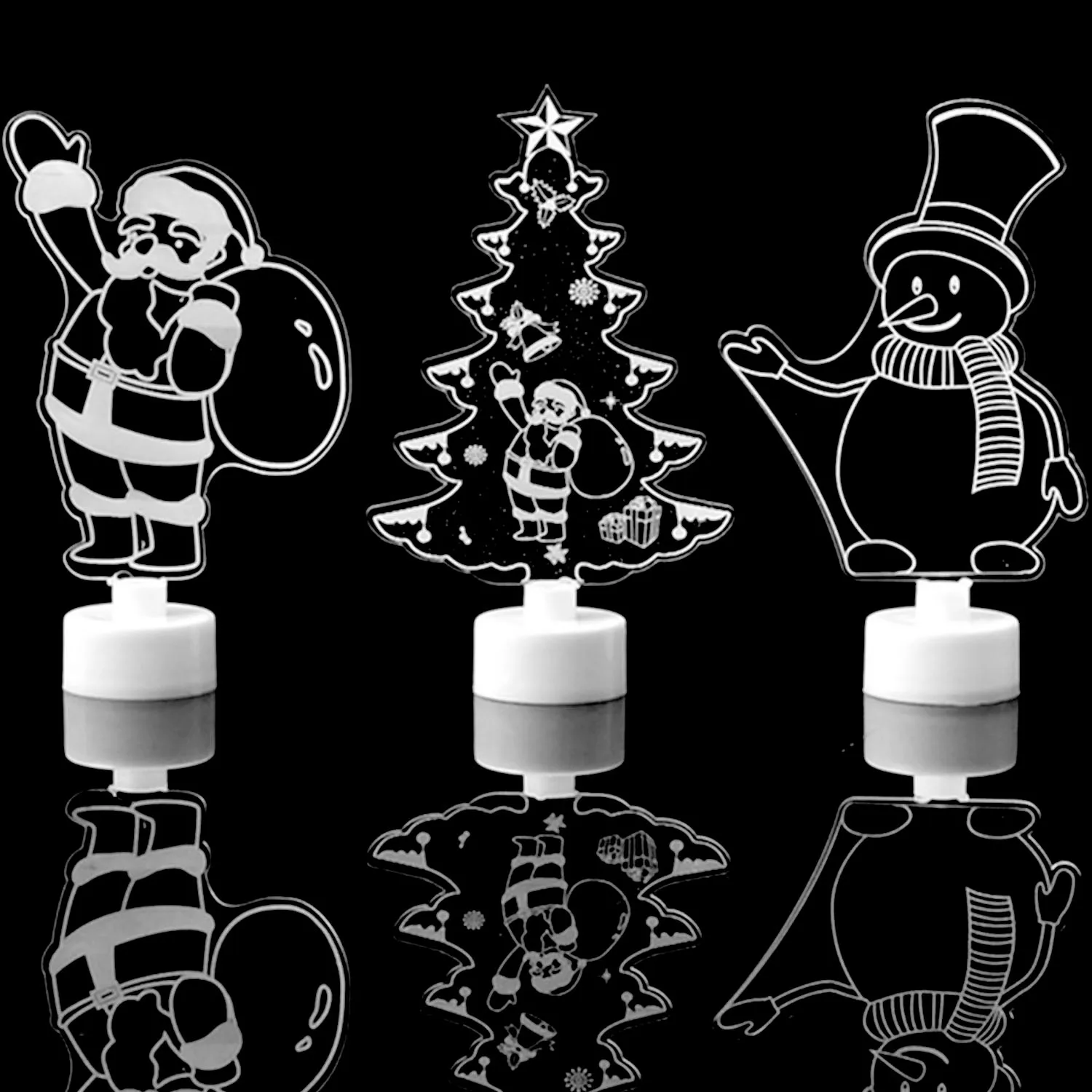 Behogar 3 шт. Рождественский ночной Светильник Рождественская елка Санта Клаус