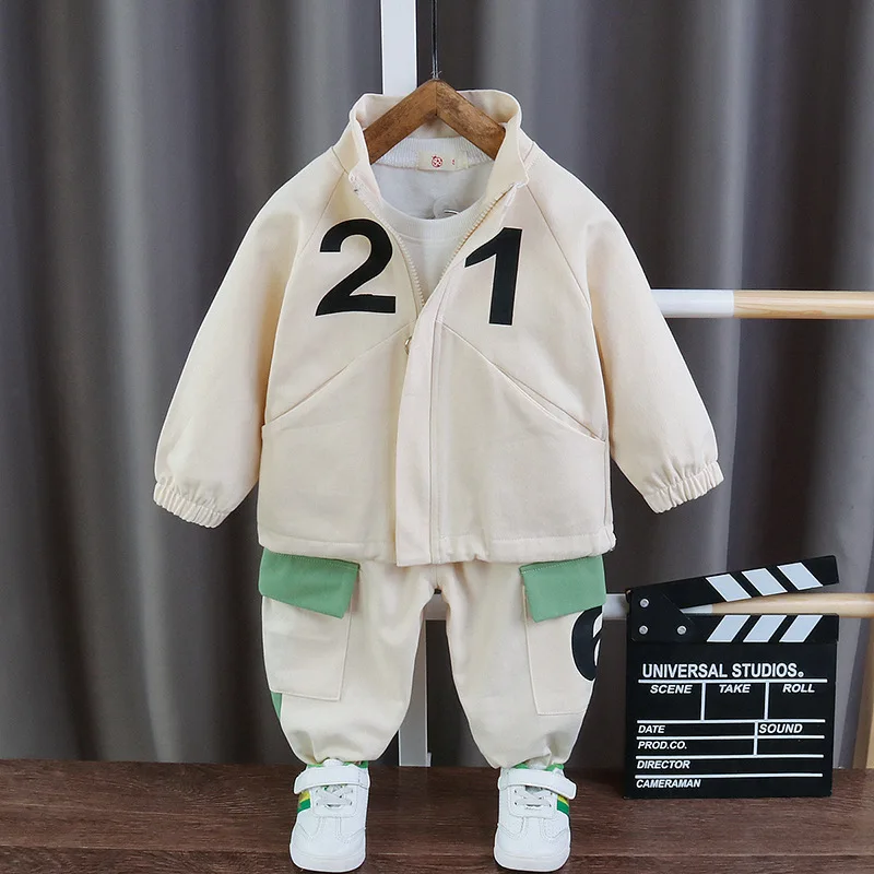

Letter Stitching Cotton Sports Suit Fashion Boy Baby Suit Spring And Autumn Boy Jacket Children's Children's Clothing