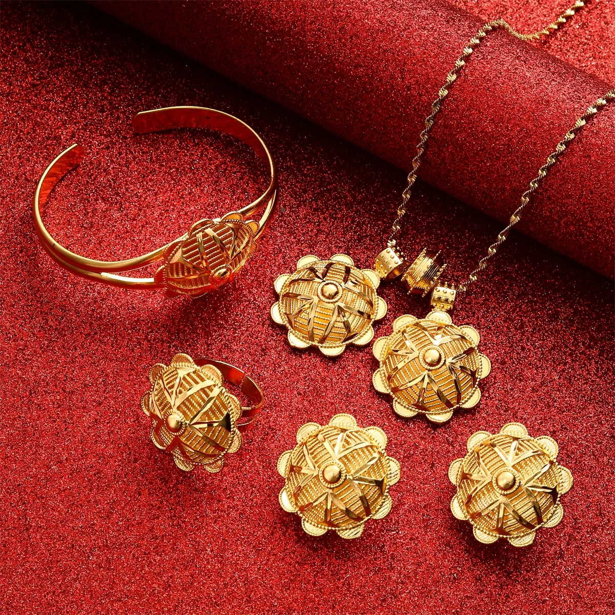 Индийские эфиопские Ювелирные наборы для женщин золотые ювелирные изделия Дубай