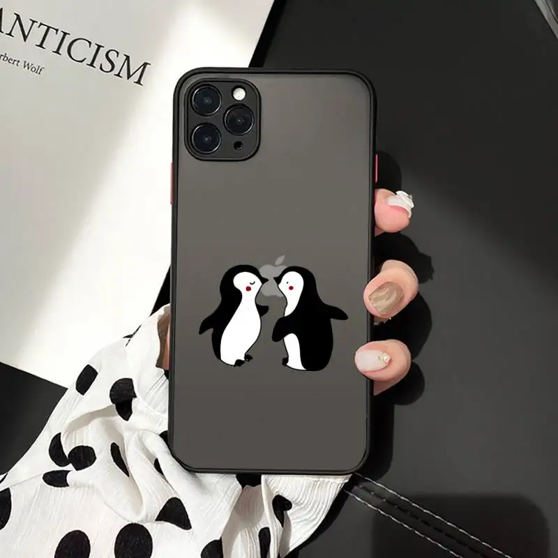 

penguin Cute cartoon animal Phone Cases matte transparent For iphone 7 8 11 12 plus mini x xs xr pro max cover