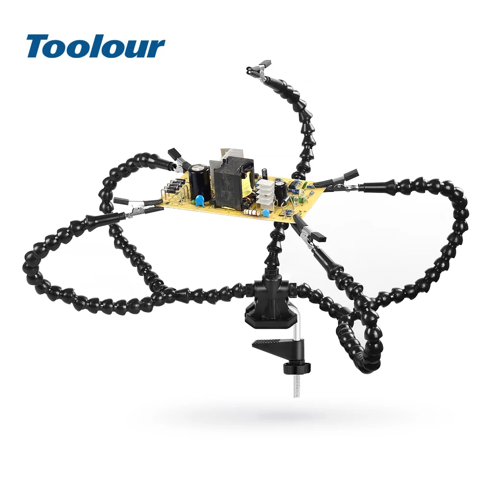 

Toolour Table Clamp Soldering Helping Hand Third Hand Tool Soldering Station USB 3X Illuminated Magnifier Welding Repair Tool