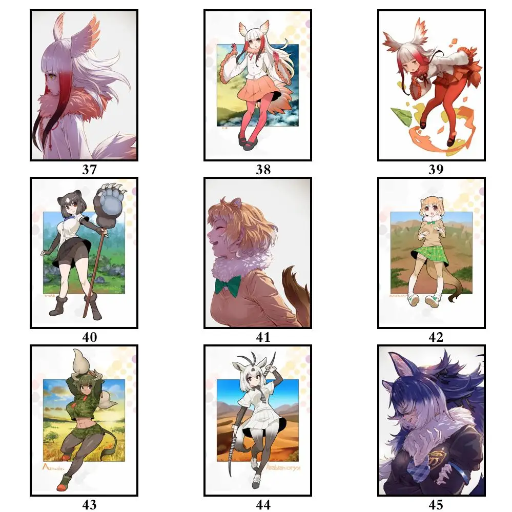 50 Дизайнов Постер Kemono Friends из белой бумаги маскарадная Наклейка на стену для