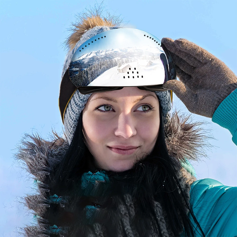 Лыжные очки зимние снежные спортивные с противотуманной УФ-защитой для мужчин и