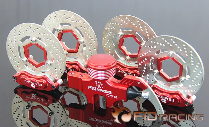 Комплект гидравлических тормозов на 4 колеса для ROVAN ROFUN KM HPI Baja 5B 5T 5SC - Цвет: red