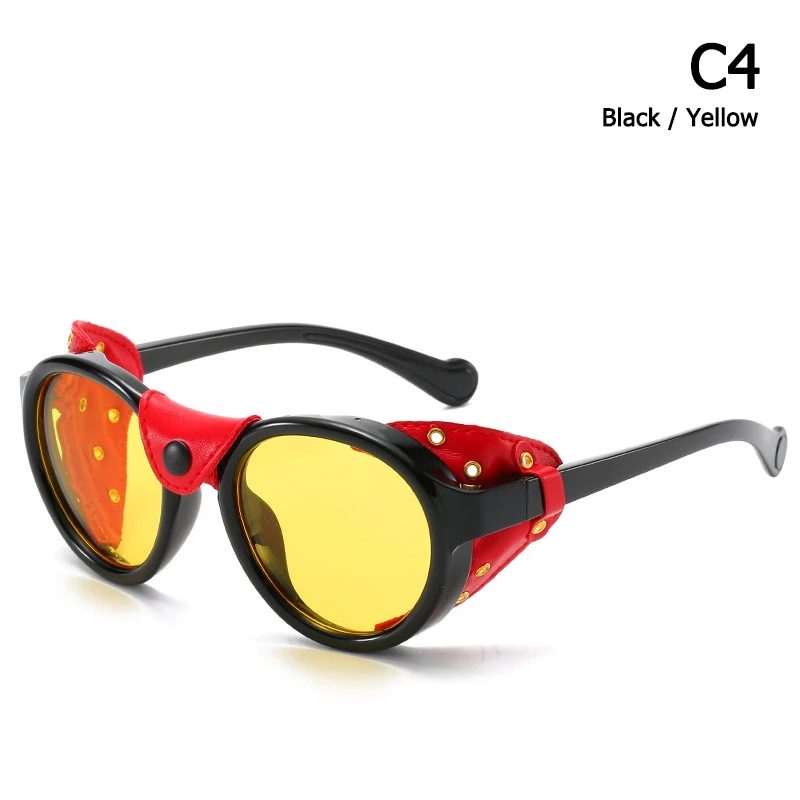 C4 Black Yellow JackJad Модные Винтажные поляризационные солнцезащитные очки в стиле стимпанк с кожаным боковым покрытием фирменный дизайн солнцезащитные очки Oculos De Sol0046 - Цвет линз: C4 Black Yellow